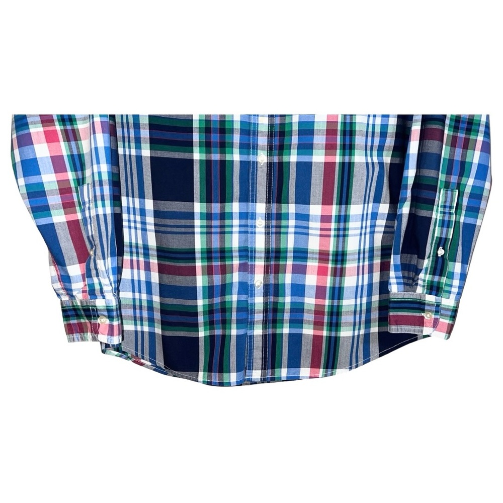 Chaps Shirt Men’s Size L Blue Green White Easy Care Button Front Long Sleeve - Picture 5 of 8